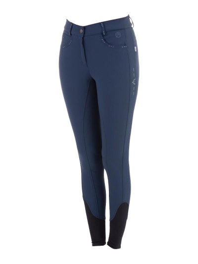 Pantalón de montar azul marino full grip con brillantes para niña - Anky