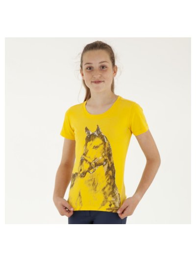 Camiseta de manga corta amarilla (sunny yellow) con dibujo y brillantes para niña - Anky