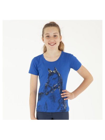 Camiseta de manga corta azul royal (royal blue) con dibujo y brillantes para niña - Anky