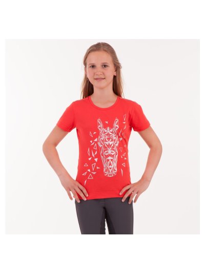 Camiseta de manga corta roja y plateado para niña - Anky