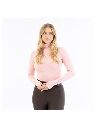 Women’s light pink long-sleeve high-neck training shirt - Anky