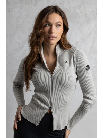 Chaqueta de punto con cremallera en crema (Nacreous) para mujer - Anky - imagen 2