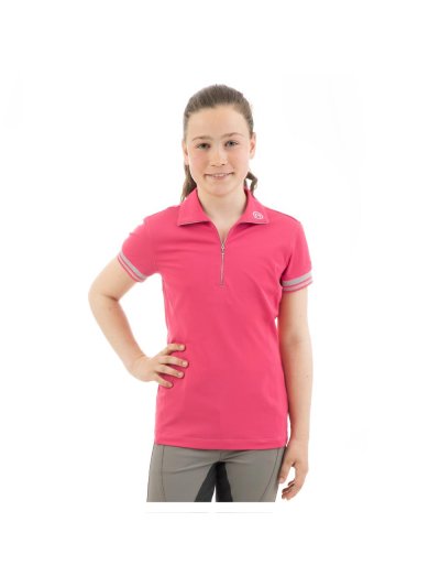 Polo de entrenamiento de manga corta fucsia (azalea) para niña - Anky