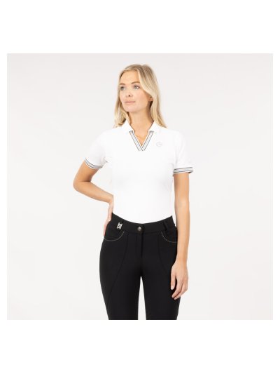 Polo en piqué technique à manches courtes blanc (Bright White) pour femme - Anky