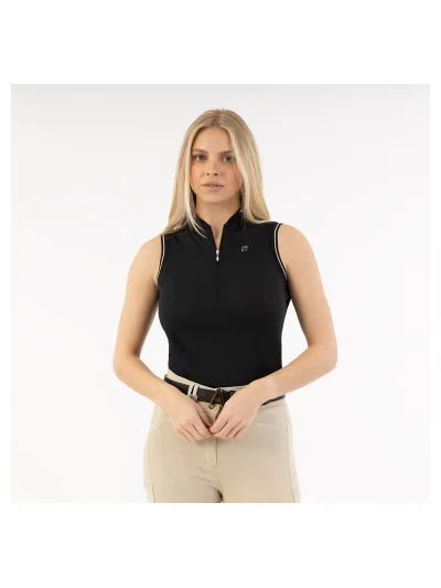 Polo sin mangas negro (Black) para mujer - Anky