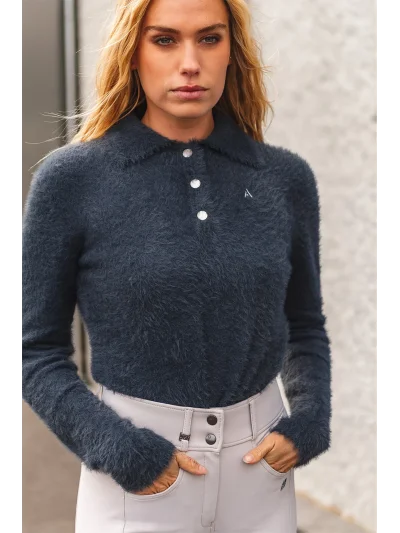 Polo de manga larga en azul marino (Inkwell) para mujer - Anky - imagen 4