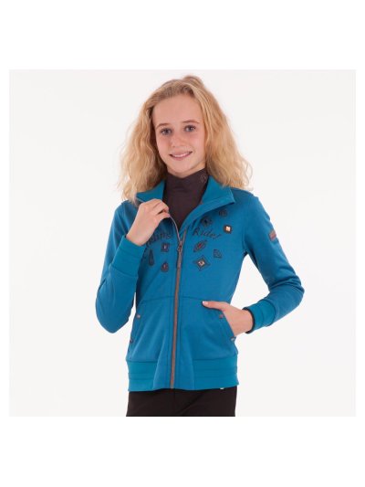 Dark turquoise/teal (Turquoise) fleece sweatshirt with colorful sparkling stones for girls - Anky