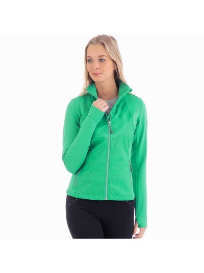 Green training fleece jacket (teal green) with golden glitter for women - Anky