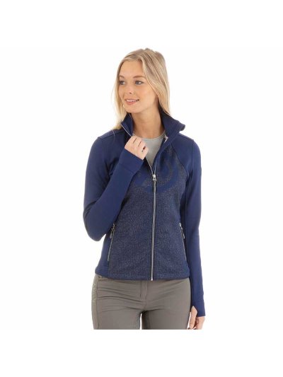 Navy blue (Dark Blue) fleece training jacket with silver glitter for women - Anky