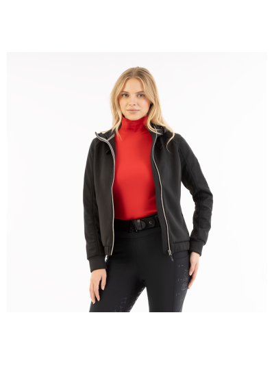 Sudadera negra con capucha y cremallera para mujer - Anky