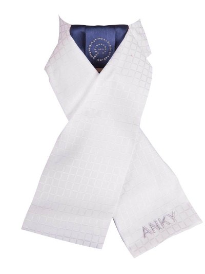 Plastrón blanco y azul marino (Delux) para mujer - Anky