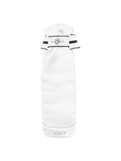 Plastrón de concurso blanco con ribetes en contraste negros y acabado pedrería Stone DeLuxe - Anky