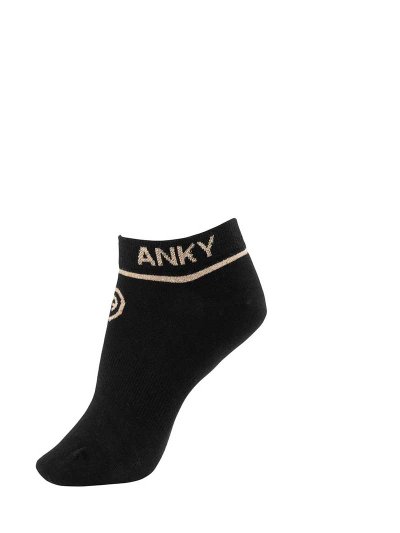 Calcetines tobilleros azul marino (zwart) con detalles en brillantina dorada - Anky