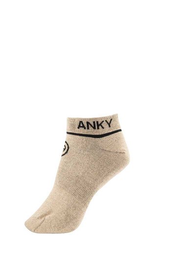 Calcetines tobilleros beige efecto brillantina dorada (gold) - Anky