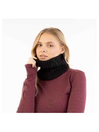 Braga de cuello de punto de ochos negro con interior polar para mujer - Anky