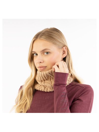 Braga de cuello de punto de ochos marron claro con interior polar para mujer - Anky
