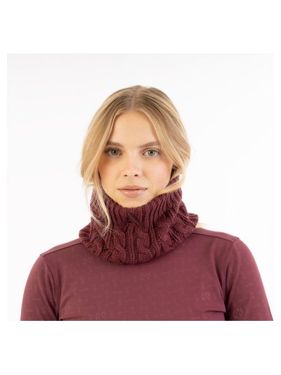 Braga de cuello de punto de ochos burdeos con interior polar para mujer - Anky