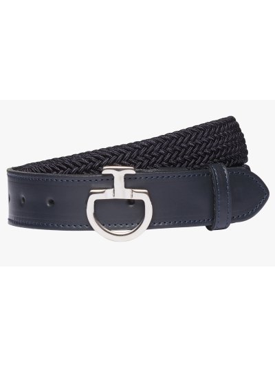 Cinturón para mujer en azul marino trenzado y elástico con cierre metalico con el logotipo - Cavalleria Toscana