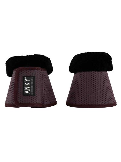 2 aubergine bell boots (pheasant) with black sheepskin - Anky