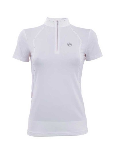 Polo technique de compétition à manches courtes blanc decorado avec clous pour femme Stylish - Anky
