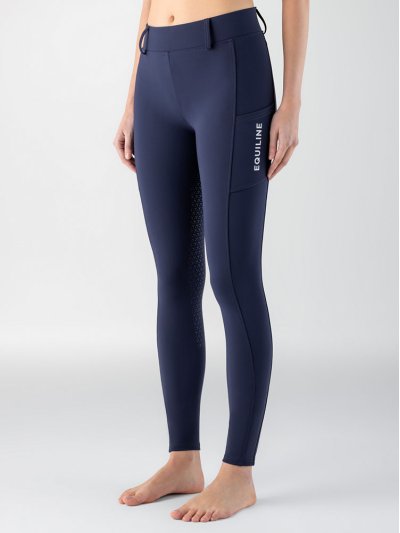 Cobalt blue tights with side pockets (full grip) for women - Equiline
