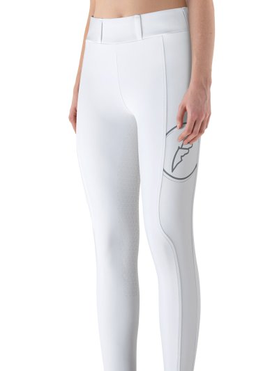 White high-waist full-grip competition leggings with phone pocket for women Evrafh - Equiline