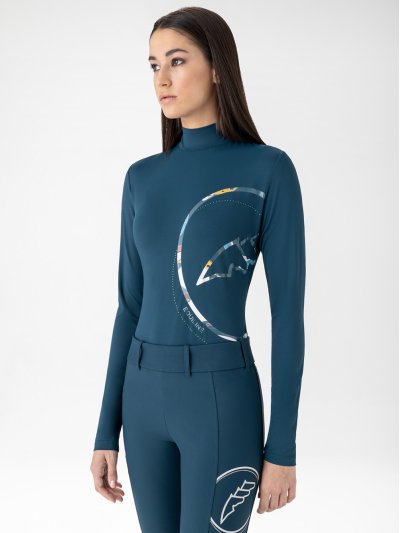 Haut technique seconde peau anti-UV bleu marine à manches longues pour femme Eblec - Equiline