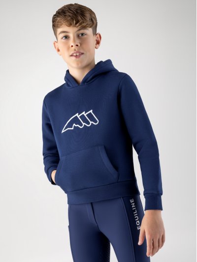 Sudadera azul marino con capucha y el logotipo blanco junior unisex - Capuc - Equiline