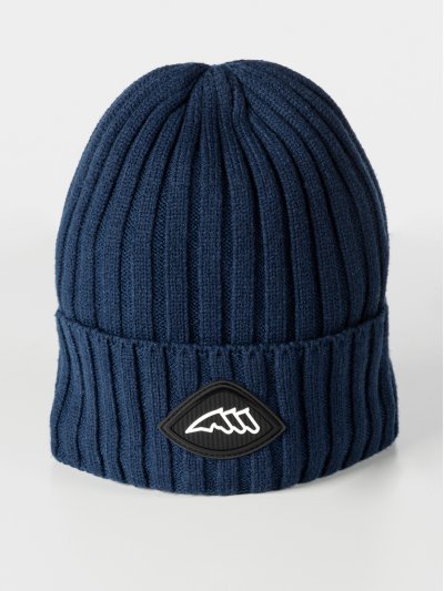 Gorro de punto azul marino con interior polar y el logotipo negro y blanco unisex - Equiline - imagen 2
