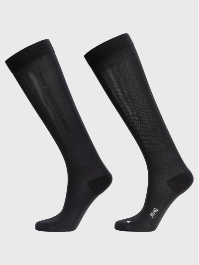 Women’s black knee-high socks with vertical micro-stud logo Galz - Equiline
