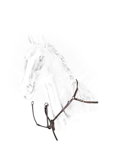 Pechopetral de salto con doble regulación marrón oscuro para caballo - Equiline