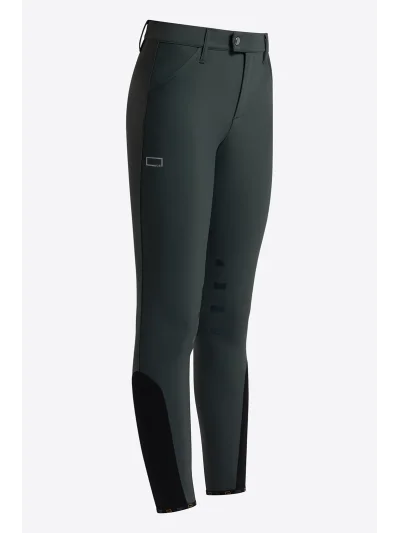 Pantalones de montar verde oscuro (Deep Forest) junior unisex de tejido bonded con grip en rodilla - RG