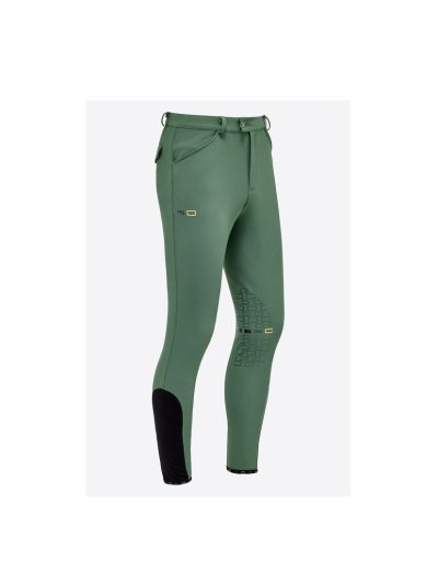 Sage green bi-stretch jersey knee-grip riding breeches for men - RG
