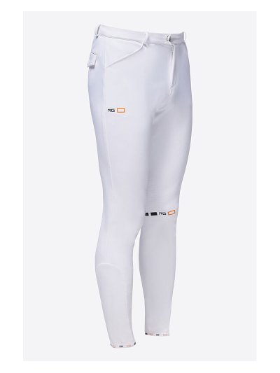 White bi-stretch jersey knee-grip riding breeches for men - RG