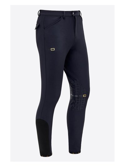 Navy bi-stretch jersey knee-grip riding breeches for men - RG