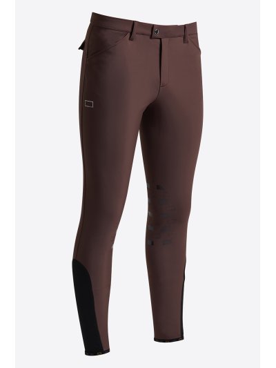 Pantalones de montar marrón chocolate de tejido bonded con grip en rodilla para hombre - RG