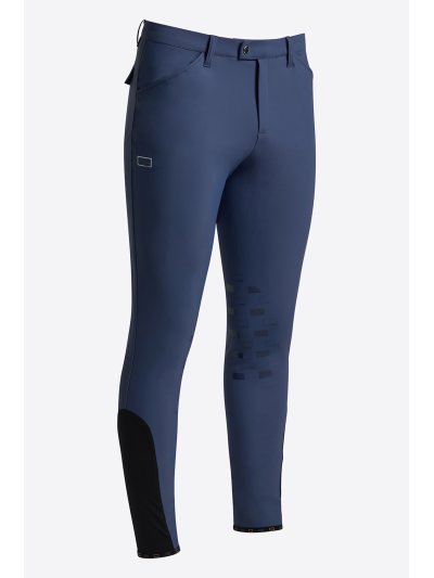 Pantalones de montar azul medio de tejido bonded con grip en rodilla para hombre - RG