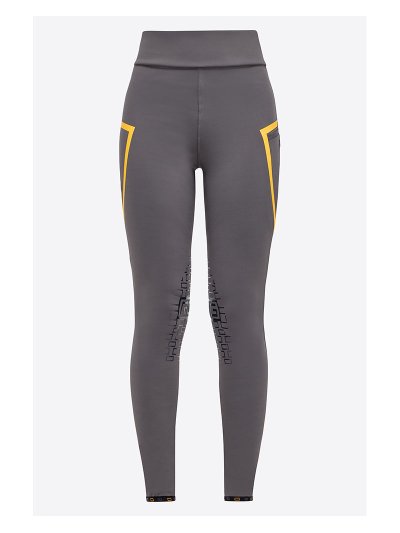 Mallas de montar gris oscuro de cintura alta con grip en rodilla y bolsillos para mujer - RG