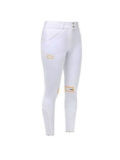 White bi-stretch jersey full-grip riding breeches for women - RG