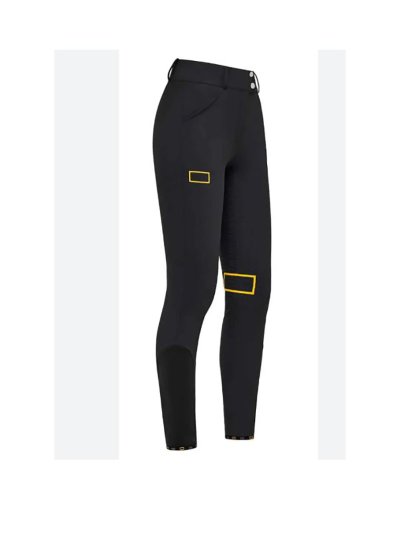 Black bi-stretch jersey full-grip riding breeches for women - RG
