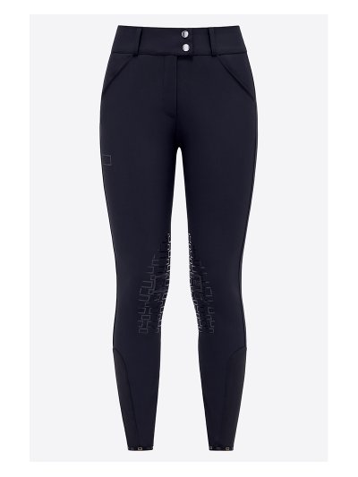 Navy high-waisted jersey knee-grip riding breeches for women - RG