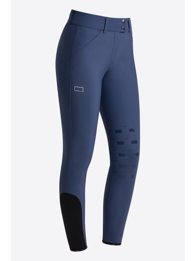 Pantalones de salto azul medio de cintura alta con grip en rodilla para mujer - RG