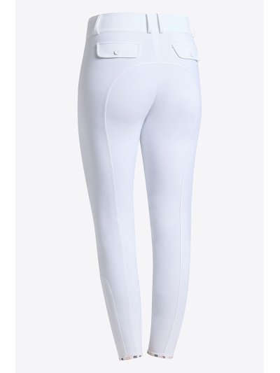 Pantalones de montar blancos de cintura alta con bolsillos para mujer - RG - imagen 2