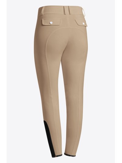 Pantalones de montar beige de cintura alta con bolsillos para mujer - RG - imagen 2