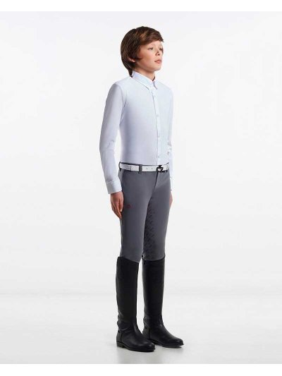 Camisa clásica de competición de manga larga blanca para niño - Cavalleria Toscana