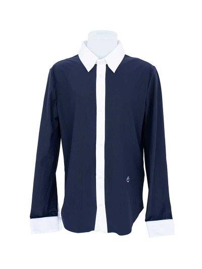 Camisa clásica de competición de manga larga azul marino para niño - Cavalleria Toscana