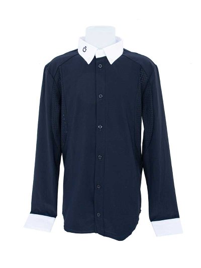 Camisa de concurso de manga larga azul marino para niño - Cavalleria Toscana