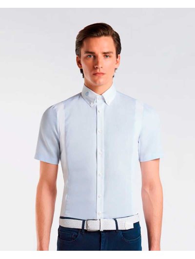 Camisa de competición de manga corta azul claro para hombre - Cavalleria Toscana