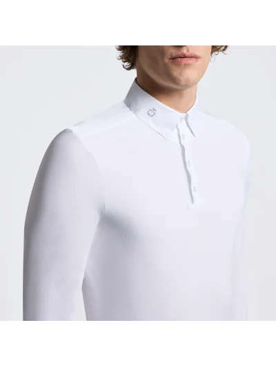 Camisa de concurso de manga larga blanca para hombre - Cavalleria Toscana