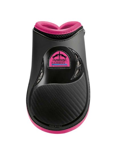 Black and fuchsia rear fetlock jumping boots Carbon Gel Vento - Veredus